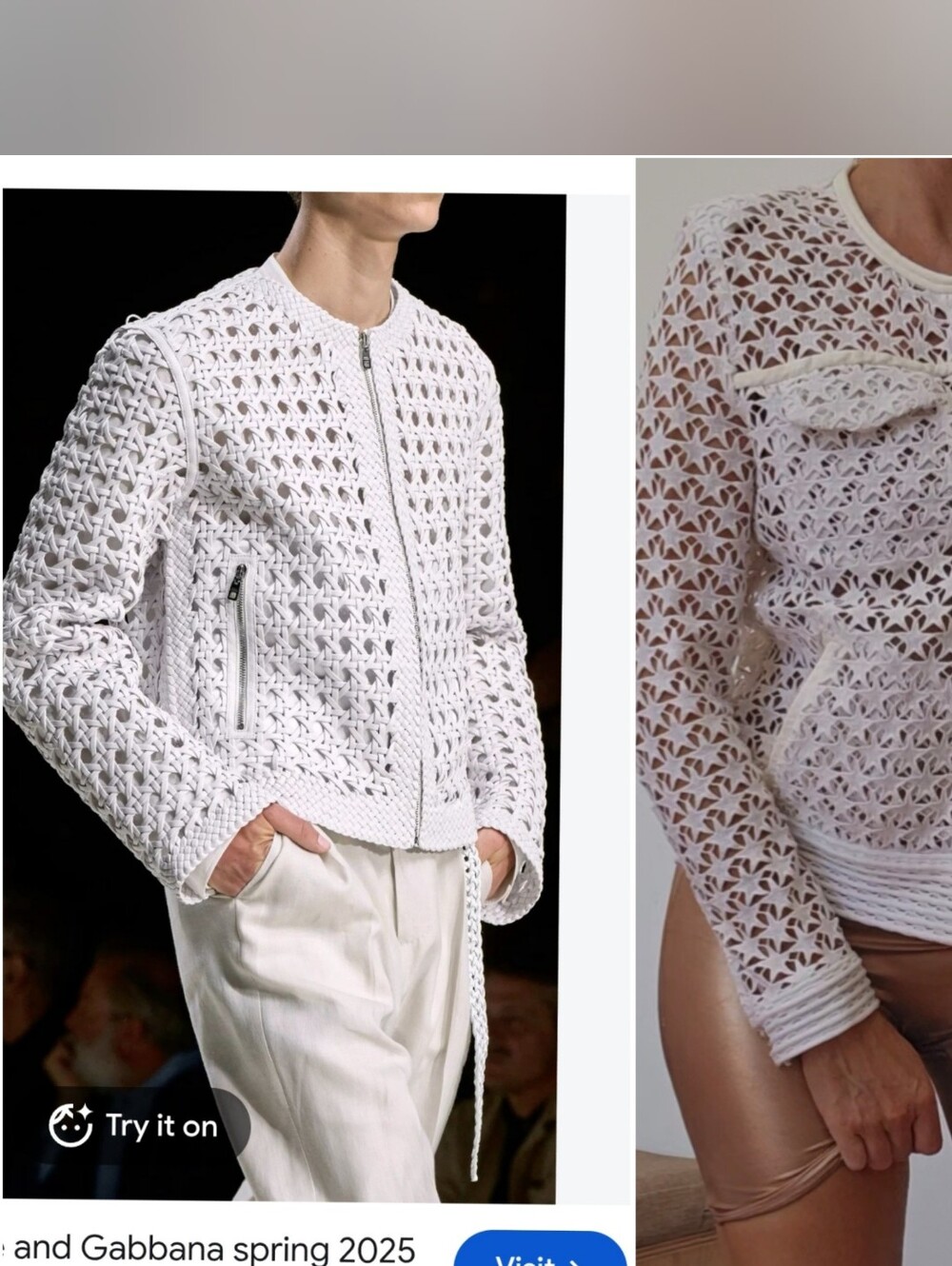 IRO French Preppy Shrunken White Star Laser Cut Out Collarless Jacket Top 6/8